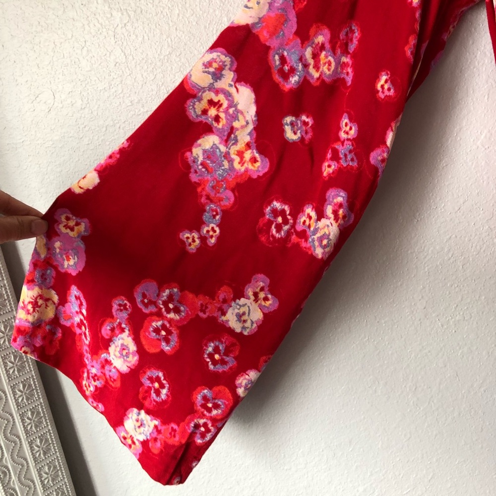 Free People Red Floral Blouse - Picture 7 of 8